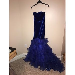 Custom long mermaid navy blue dress